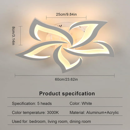 Flower Shape LED Ceiling Light, Dimmable 3000K-6500K APP for Living Room Bedroom Kitchen Modern Acrylic Chandelier Energy Saving