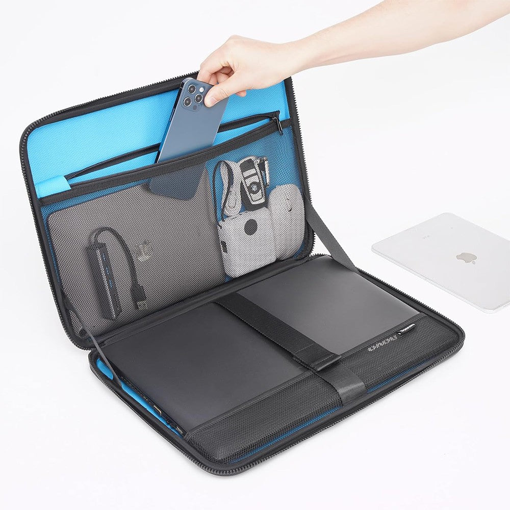 13 14 15.6 17 inch Laptop Sleeve Shoulder Bag Shockproof Computer Bag Waterproof EVA Protective Carrying Case Black