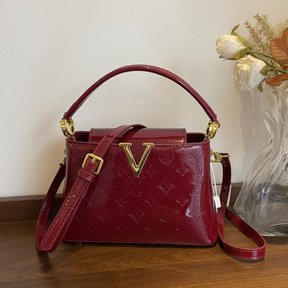 Luxury 2025 Patent Leather Bucket Bag for Women Large Capacity Tote Work Commuter Bag Chic Shoulder Crossbody Purse