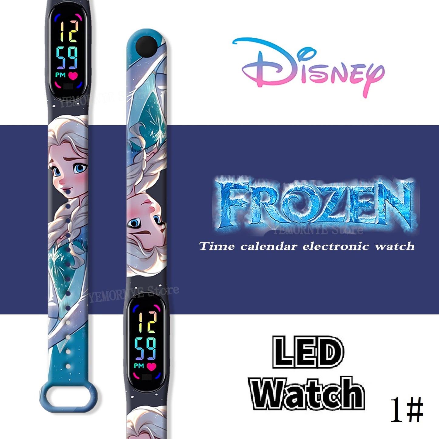 Disney Frozen Digital Kids' Watches Anime Figures LED Luminous Watch Touch Waterproof Electronic Sports Watch Kids Birthday Gift