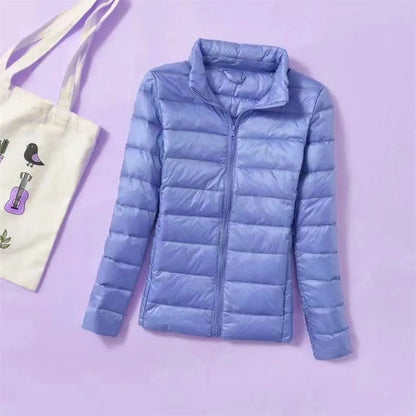 New Women Ultralight Thin Short Quilted Duck Down Jacket Lady Puffer Parkas Overcoat Autumn Winter Female Portable Outwear Coats
