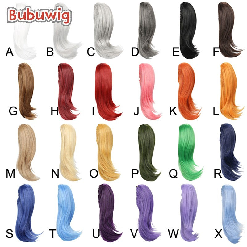 Bubuwig Cabelo Sintético 22 Cores 30cm Curto Liso Rabo de Cavalo Único Moda Anime Preto Vermelho Azul Perucas Cosplay Resistente ao Calor