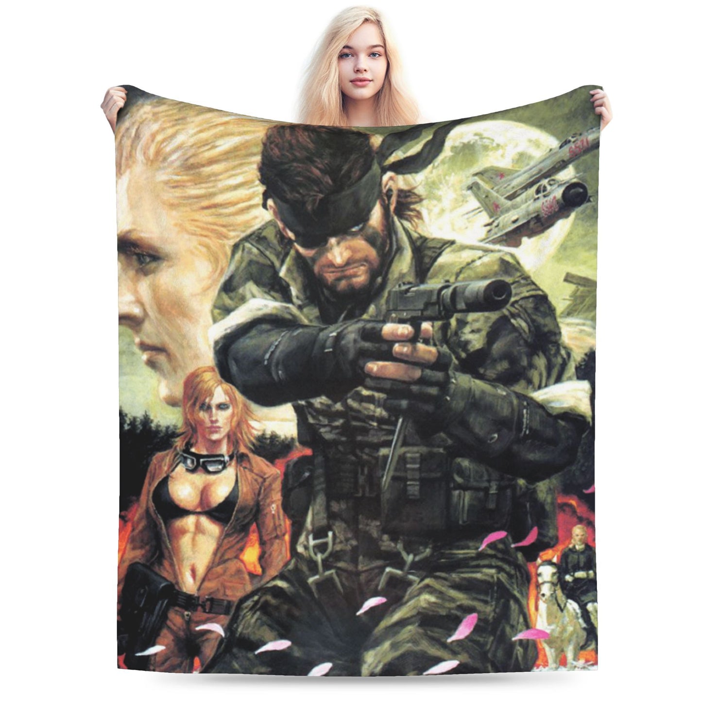 Cobertor Super Macio Infantil Jogo Decorativo Metal Gear Solid Cobertor de Flannel para Cama Sofá Cadeira Macio
