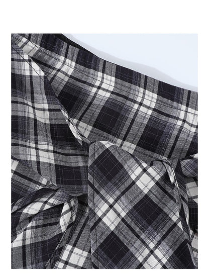 High Waist Plaid A-Line Skirt for plus Size Women Summer Slimming Flattering for Pear aped Body Meat Concealing Skirts