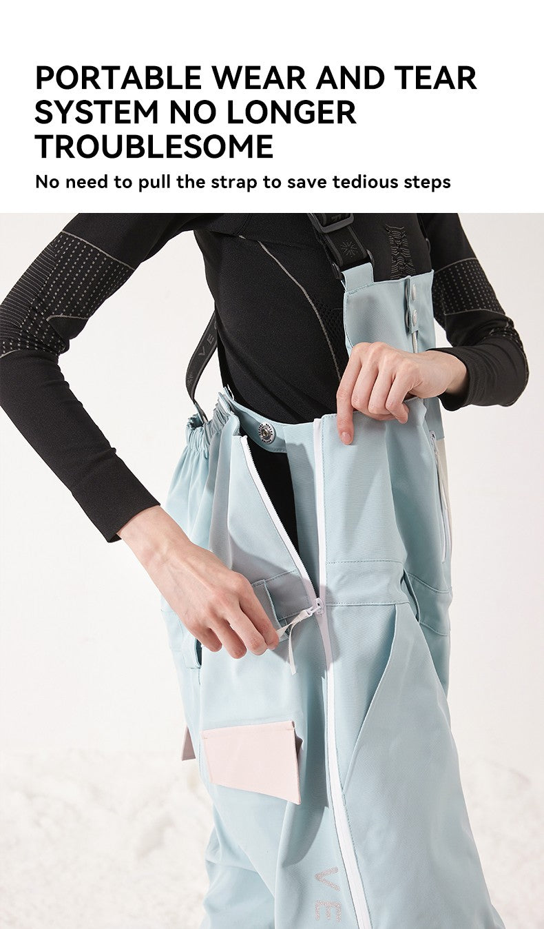 VECTOR Thick Men Women Ski Pants Straight Overalls Jumpsuit Skiing Bib Waterproof Winter Warm Windproof Outdoor Sports Snowboard