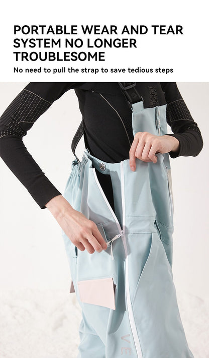 VECTOR Thick Men Women Ski Pants Straight Overalls Jumpsuit Skiing Bib Waterproof Winter Warm Windproof Outdoor Sports Snowboard