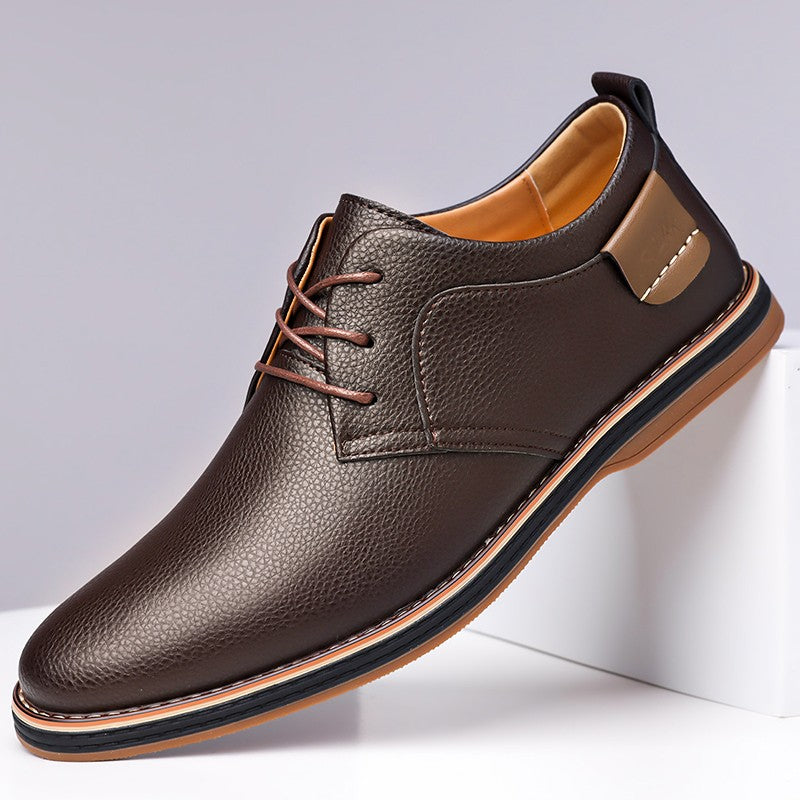 Men's Casual Business Leather Shoes Men Fashion Lace-up Derby Shoe Mens Light Comfortable Outdoor Driving Flats