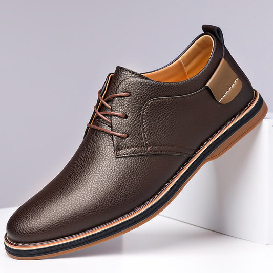 Men's Casual Business Leather Shoes Men Fashion Lace-up Derby Shoe Mens Light Comfortable Outdoor Driving Flats
