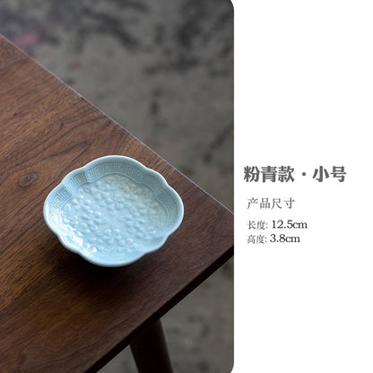 Chinese Style High Leg Fruit Dishes Ancient Pastry Plate Fruit Plate Appetizer Serving Platter Household Plates For Food Craft
