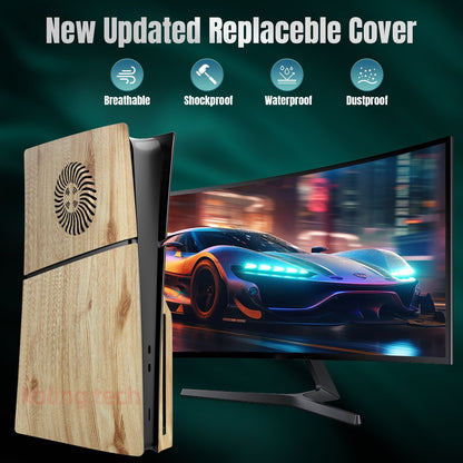 Wood Color Faceplate for New PS5 Slim Replacement Cover Shell Case Plate Accessories for PS5 Slim Disc Edition