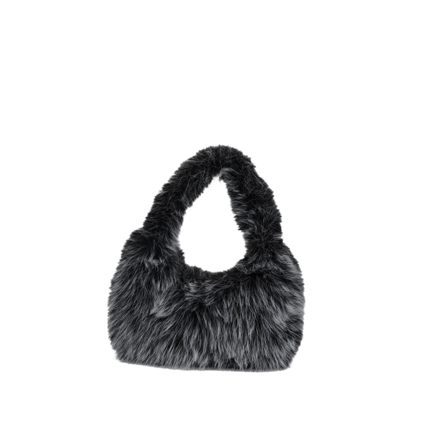 Solid Color Plush Dumpling Bag Simple Style Niche Design Faux Fur Handbag Tote Small Women's Underarm Hobo Bag