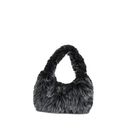 Solid Color Plush Dumpling Bag Simple Style Niche Design Faux Fur Handbag Tote Small Women's Underarm Hobo Bag