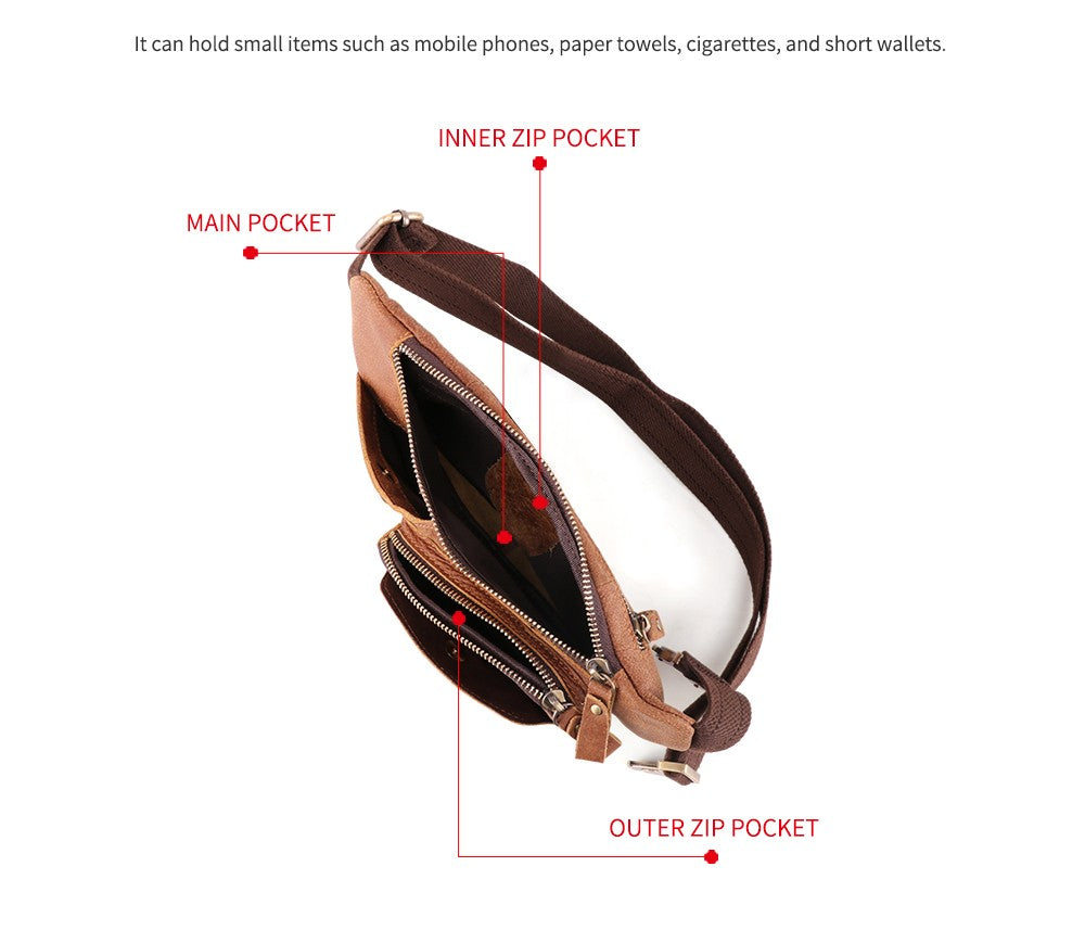 Genuine Leather Waist Bag Men Women's Belt Bag Casual Waist Packs  for Phone Pouch Travel Chest Bag Crossboby Shoulder Bag