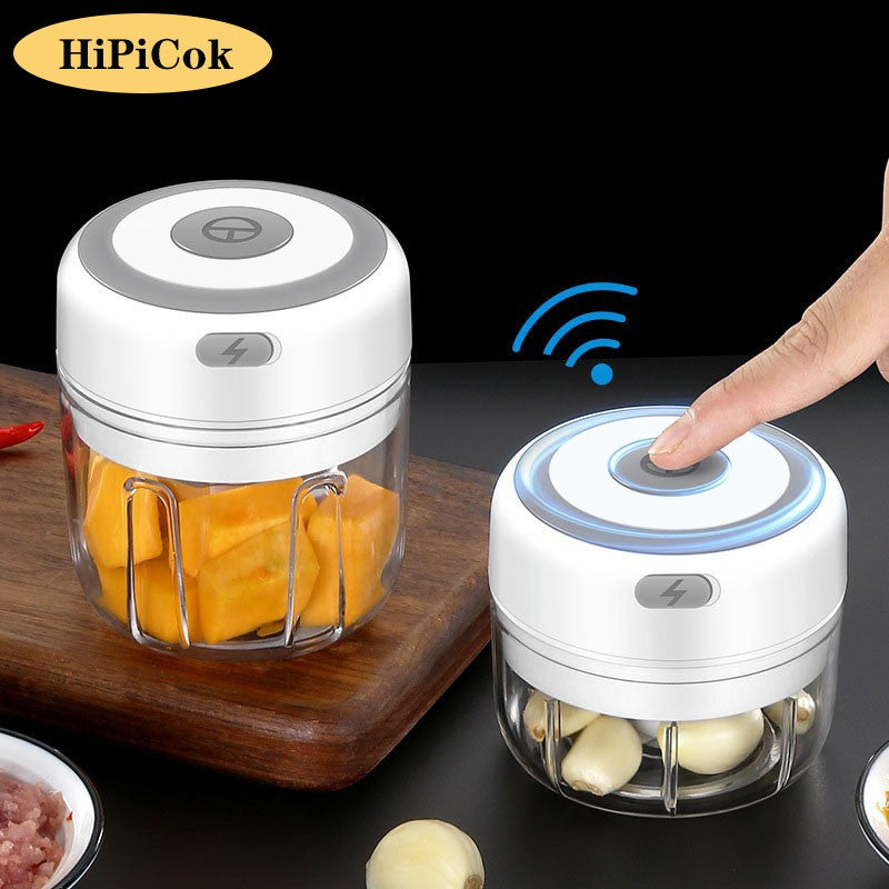 HiPiCok Moedor de Carne Elétrico Triturador de Alho Picador de Alimentos Mini Triturador de Alho Máquina de Moer Legumes USB Utensílios de Cozinha