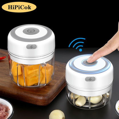 HiPiCok Moedor de Carne Elétrico Triturador de Alho Picador de Alimentos Mini Triturador de Alho Máquina de Moer Legumes USB Utensílios de Cozinha