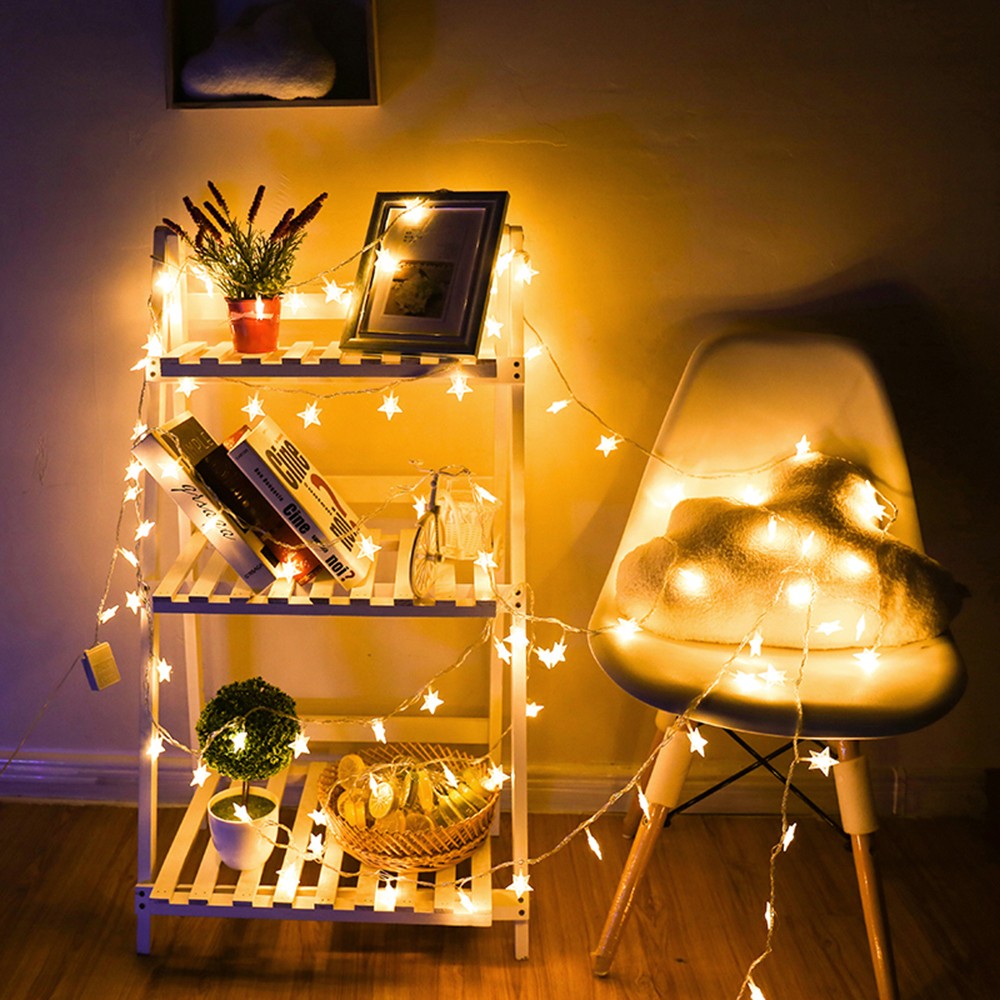 LED Star Fairy Lights Chain Battery/USB Powered String Lights Garland For Party Home Wedding Terrace Garden Christmas Decoration