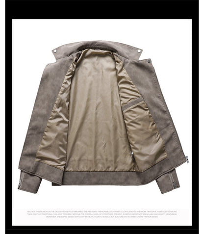 Jacket Men Coat Winter Leather Bomber Genuine Casual Brown Jackets Coats Faux Leather Vintage Black Biker Jacket Men Windproof