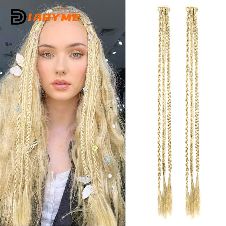 Synthetic Wig Braids With Clip Boxing Braid Dreadlocks Clip In Hair Extension Dirty Braids Boxer Braid Heat Resistat Hairpieces