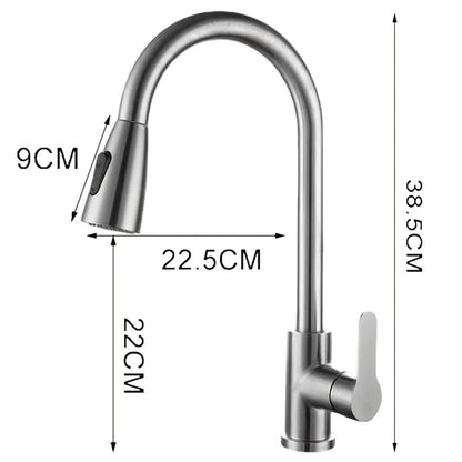 Kitchen Faucets Brushed Nickel Pull Out Kitchen Sink Water Tap Deck Mounted Mixer Stream Sprayer Head Hot Cold Taps Sliver