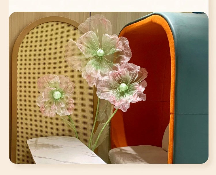 190cm Artificial Flowers Wedding Decor Props Road Lead Flower Silk Yarn Flower Poppy Window Display Garden Decoration Home Decor