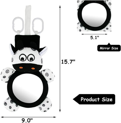 Espelho de Bebê Multifuncional, Alto Contraste Preto e Branco, Tummy Time, Presente de aniversário/Natal para meninos e meninas, para carro
