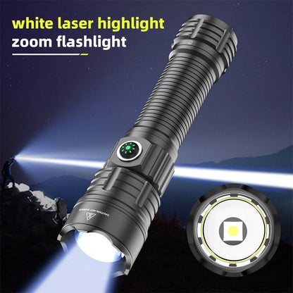 2000LM USB-C Rechargeable LED Flashlight Zoomable Beam Waterproof Outdoor Light with Mount Strobe Mode for Camping Cycling Emergency