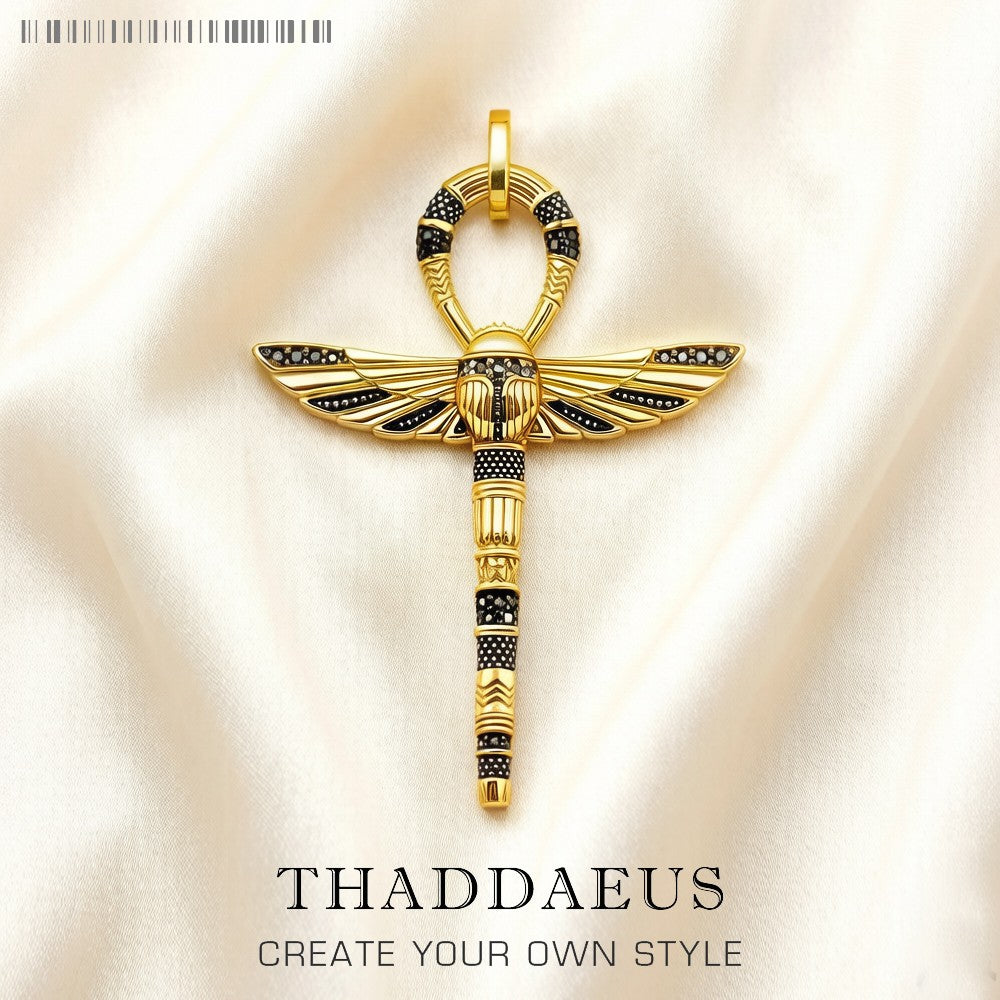 Pendants Large Amulet Golden Scarab Ankh Cross New Jewelry Vitnage 925 Sterling Silver Lucky Gift For Women Men