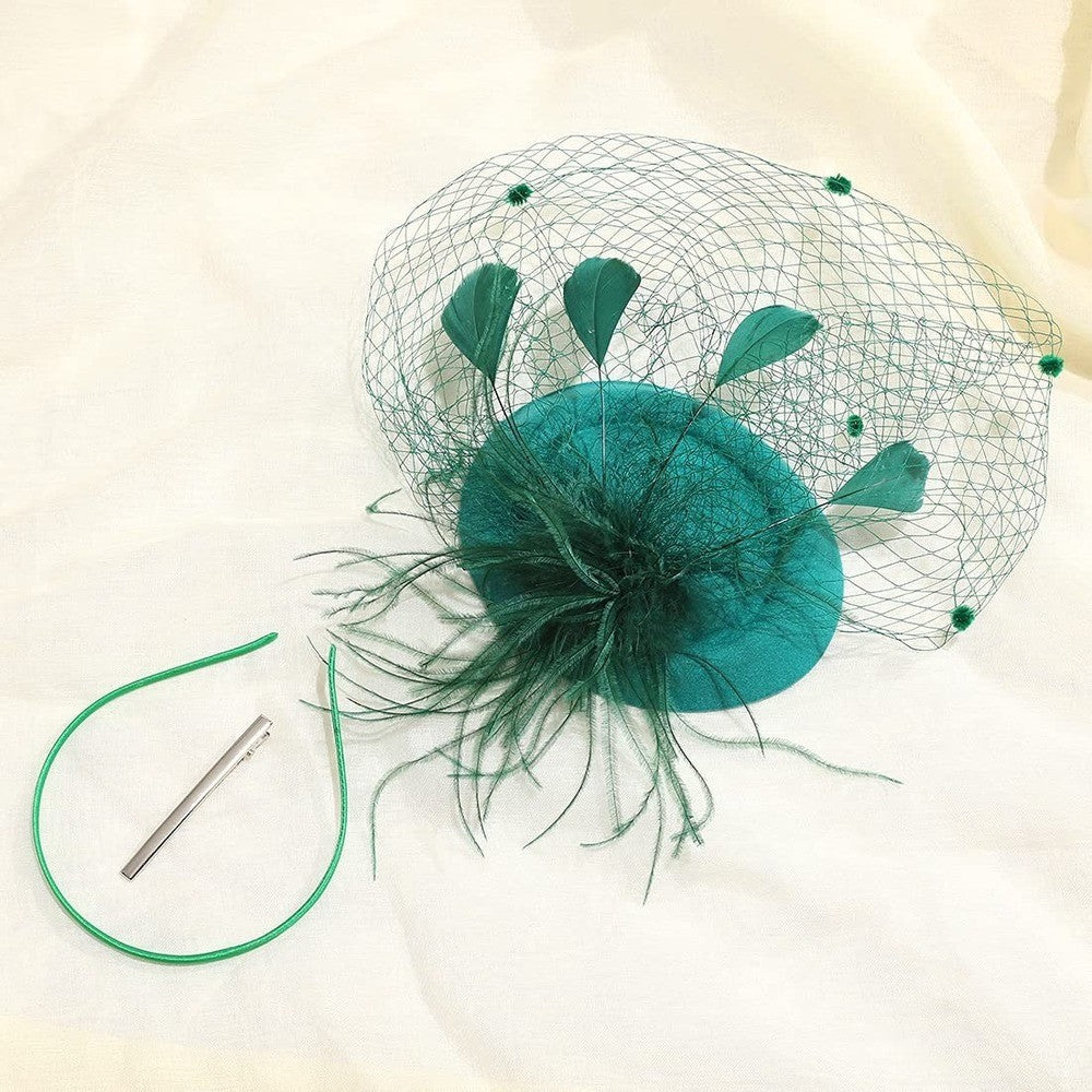 Fascinator Hat Veil Feather Fascinator Hair Clip Tea Party Pillbox Derby Hat Fascinator Bridal Wedding Veil