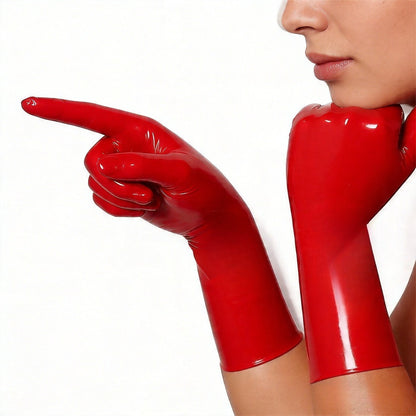 Women Men Natural Latex RED Gloves Rubber Short Gloves Cosplay Costumes Accessory