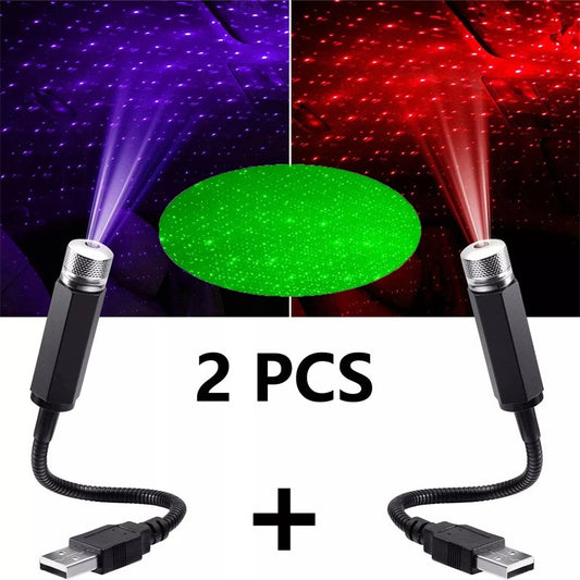 Mini LED Car Roof Star Night Light Projector Adjustable USB Galaxy Atmosphere Lamp for Auto Room Ceiling Decor