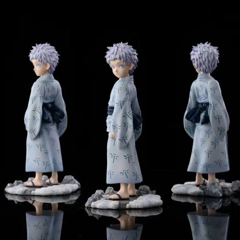 Boneco de Anime Jujutsu Kaisen Satoru Gojo Q Version Boneco de Ação Fofo Enfeite de Mesa de Anime Modelo de PVC Estátua Coleção Brinquedo Presente