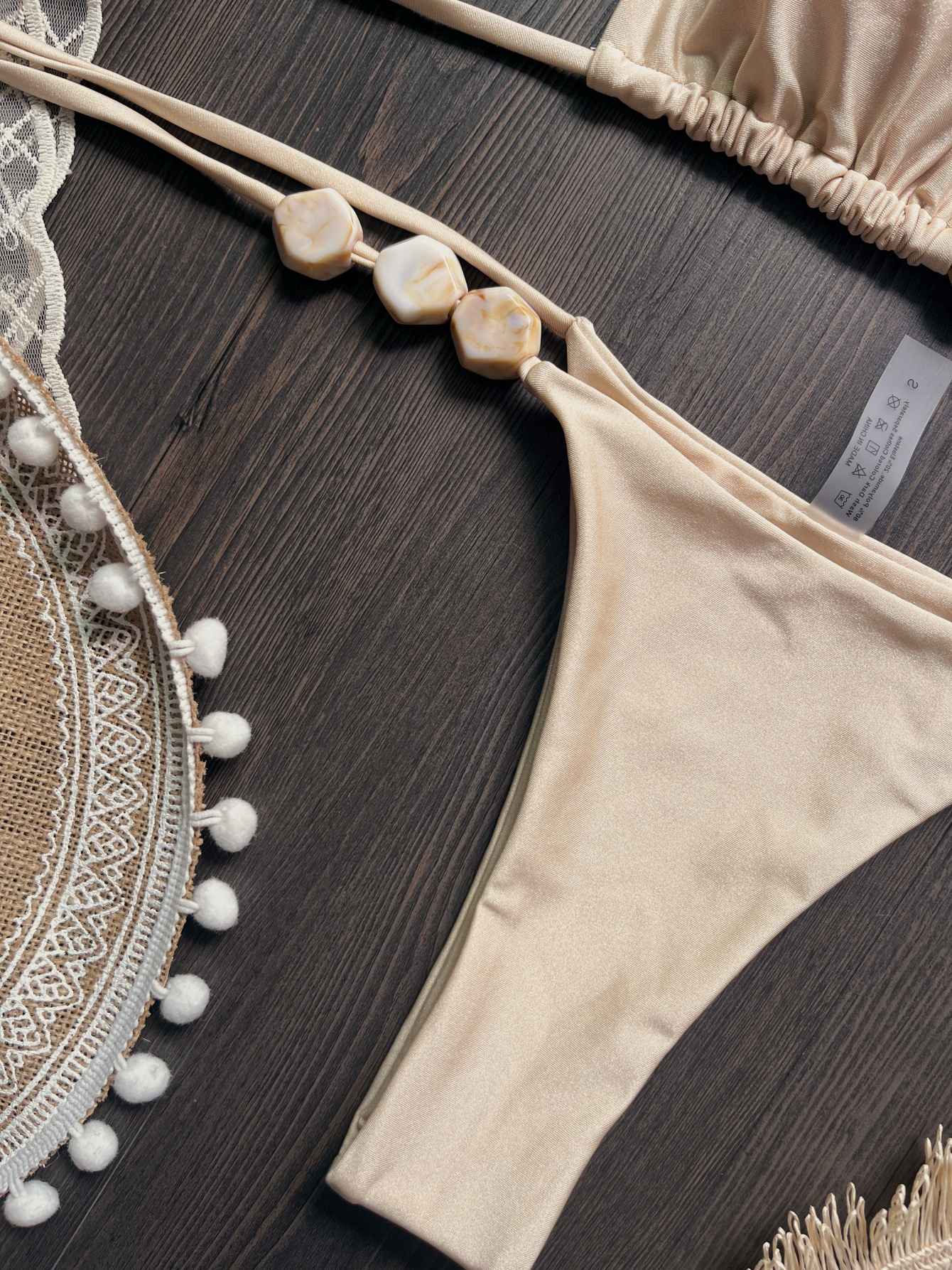 2025 Sexy Bead Bikini Swimwear Women Halter Bikini Swimsuit Beach Halter V Neck Bikini Set Beachwear Summer Bathing Suit