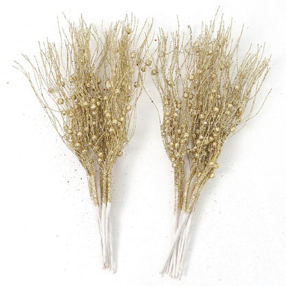 5Pcs Glitter Artificial Berry Bouquet Xmas Tree Ornament for Home Decor Christmas Decoration New Year 2026 Navidad Accessories