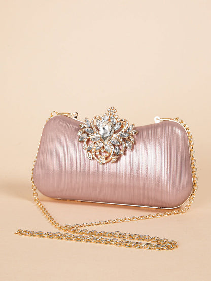 Luxury Rhinestone Evening Bag For Carnaval, Shiny Wedding Dress Purses,  Glamorous,Elegant,Exquisite Small Rhinestone Decor Boxy