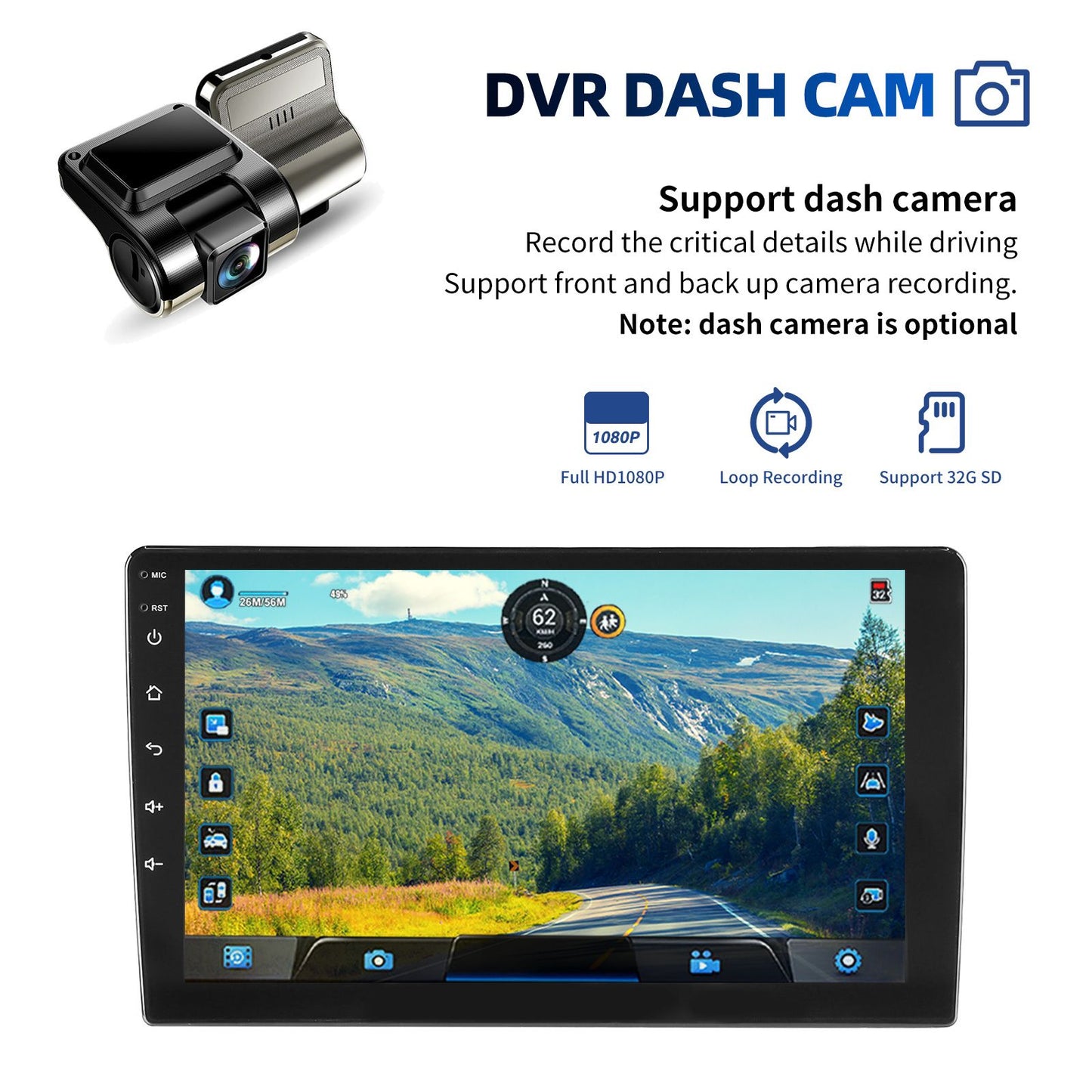 ESSGOO 4+64G Auto Rádio Multimídia Sem Fio CarPlay Android Auto Duplo 2 DIN 9" IPS Tela Sensível ao Toque GPS SAT NAVI FM DAB+ WIFI