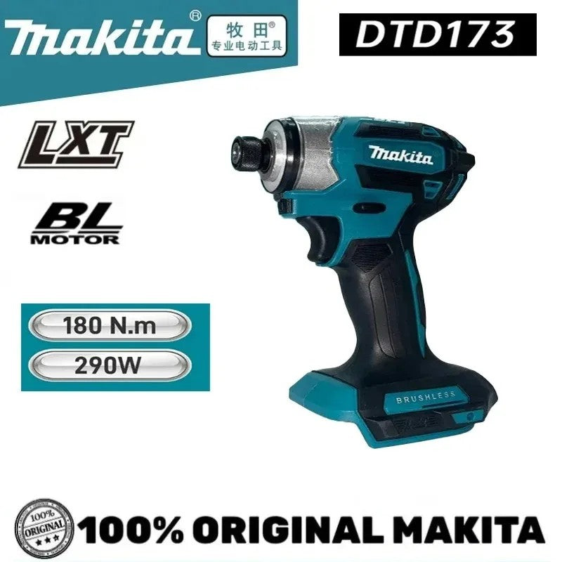 Parafusadeira de Impacto Makita DTD173 18V Sem Fio, Sem Escova, 180Nm, Furadeira Elétrica com Luz LED, Ferramenta Doméstica Multifuncional