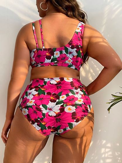 2025 Patchwork 2 Piece Plus Size Bikini Set Women Large Big Swimsuit High Waist Lady Swimwear Beach Chubby Curvy Bathing Suit