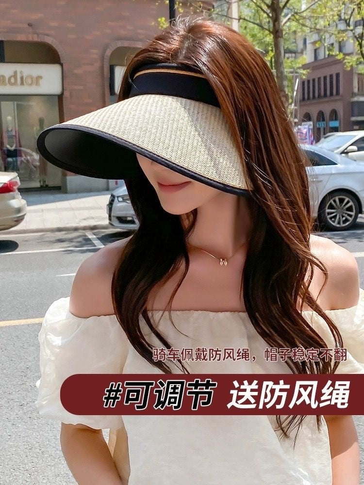 upf50+ Sunblock Sunshade New outdoor sun hat UV protection foreign air straw empty top hat
