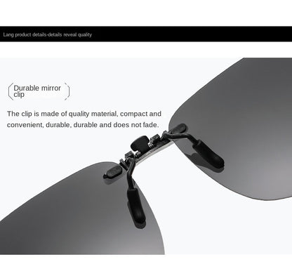 Square Clip on Sunglasses Women Polarized Black Lens UV400 Night Vision Driving Men Goggles Clips Anti Glare Vintage Glasses