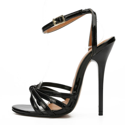 New Oversized Women's Shoes Fake Women's Cross Dressing Fun Shoes large-size 37-48 Thin high heels 13cm lace up women's sandals