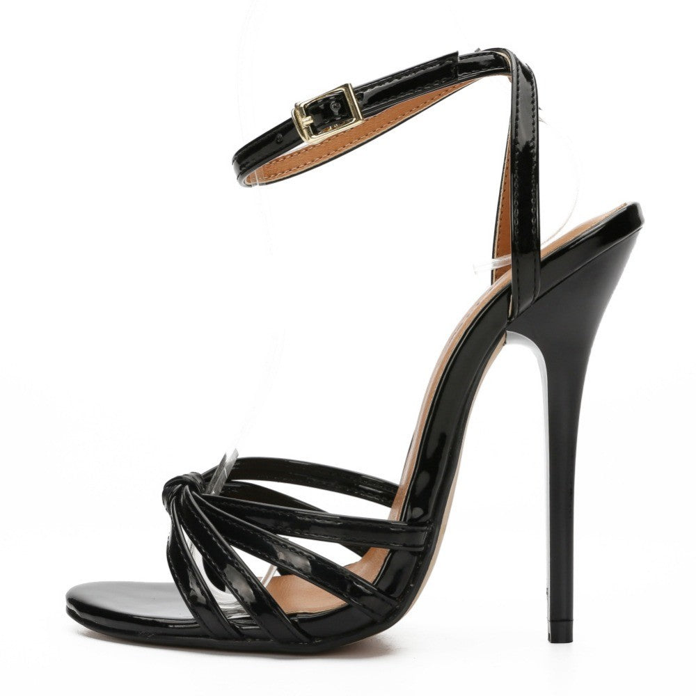 New Oversized Women's Shoes Fake Women's Cross Dressing Fun Shoes large-size 37-48 Thin high heels 13cm lace up women's sandals