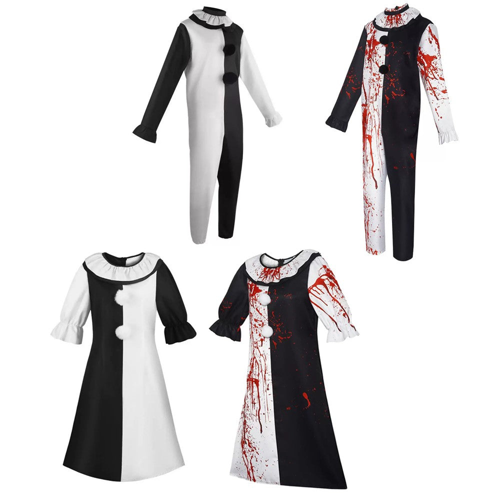 HOT Terrifierr Cosplay Costume 1 Set Female Or Male Horror Carnival Party Skin-Tight Killer Clowns Jumpsuit for HalloweenCostume