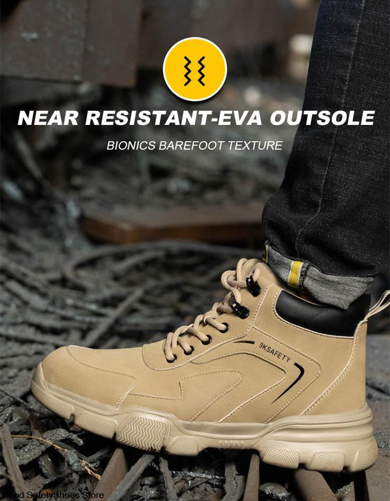 Botas de Segurança Masculinas com Biqueira de Aço Indestrutíveis para Construção Botas de Segurança à Prova de Perfurações Calçados de Trabalho Masculinos Protetores