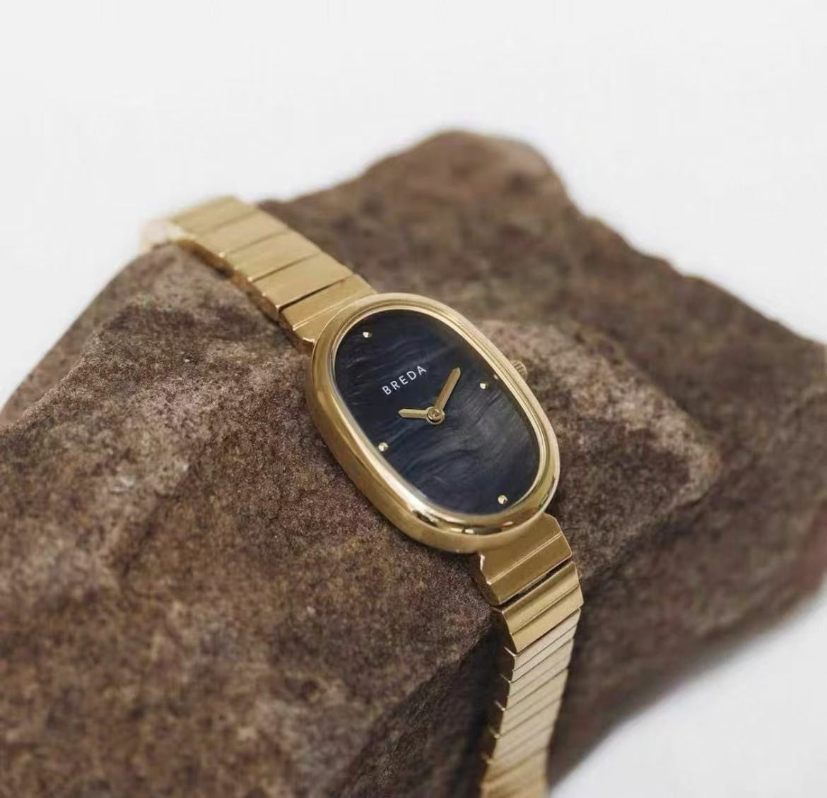 Bredan Oval Watch Women's Small and Luxury Retro European and American Personalized Quartz Fritillaria Dial