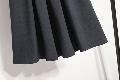 Solid Versatile Medium Length Pleated Skirt 2026 Plus Size Skirts A-Line Maxi Gown Spring Autumn New Half-length Umbrella Skirt