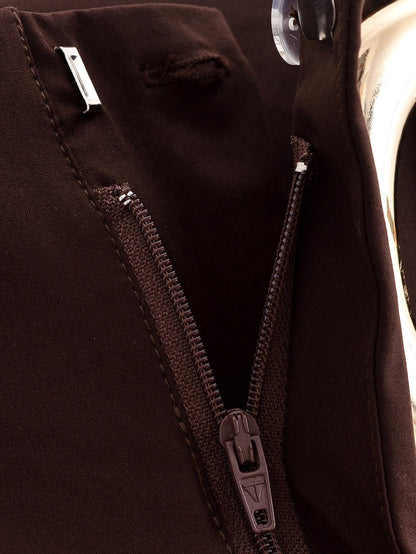 Tidalyf 2025 Women Vintage Brown Wide Leg Pants with Metal Belt High Waist Casual Trousers