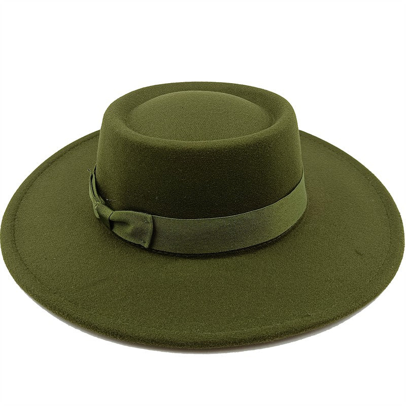 Chapéu Fedora unissex de inverno, superfície circular côncava e convexa, chapéu de jazz de feltro liso, elegante para homens e mulheres.