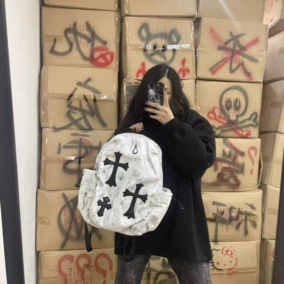 Fashionable Casual Retro Tie-Dye Print Nylon Large Capacity Durable Backpack Versatile Commuter Travel Hiking Bag Unisex