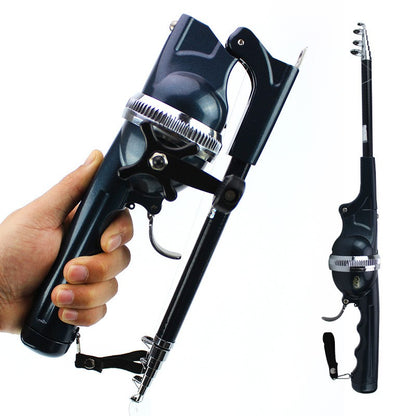 1 unidade de varas de pesca, vara de pesca dobrável, corpo único, carretel oculto com sua própria linha de pesca, vara de arremesso portátil de bolso, suprimentos para iscas