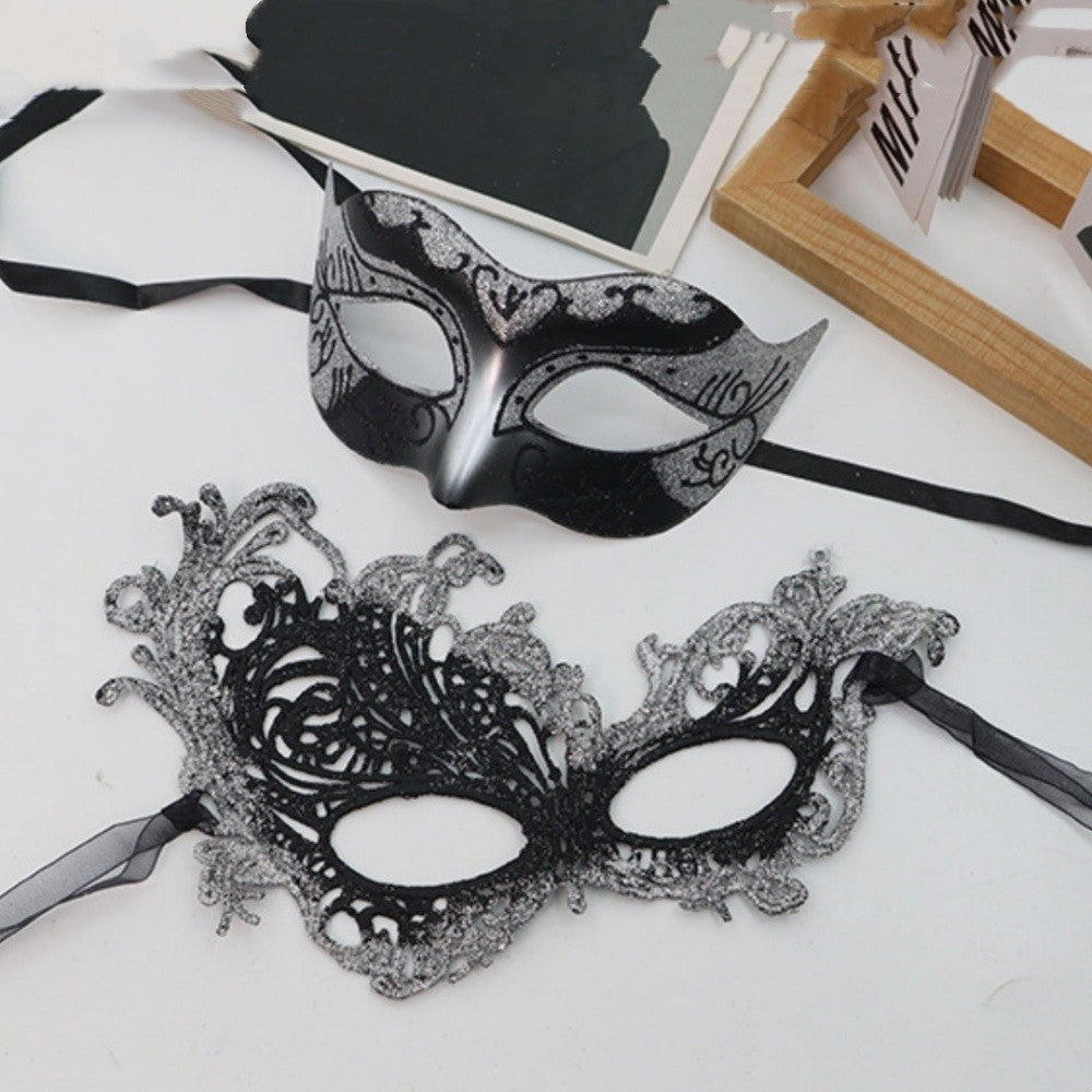 2PCS/set Couple Masks Lace Women Mask Men Painted Half Face Mask Eye Mask Set Party Masquerade Wedding Decoration Costume Prom